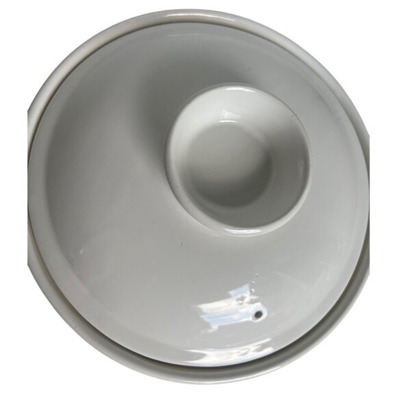 Vtg Hall Porcelain White Lidded Casserole Dish 8.5" Round Oven-To-Table Service - Picture 8 of 9